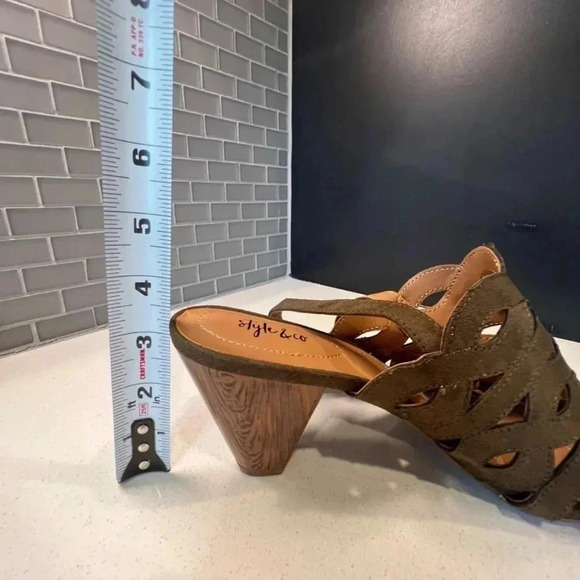 Style & Co Olive Suede Slingback Heels Size 10 - Picture 6 of 16
